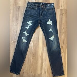 Hollister Dark Blue Distressed Skinny Jeans